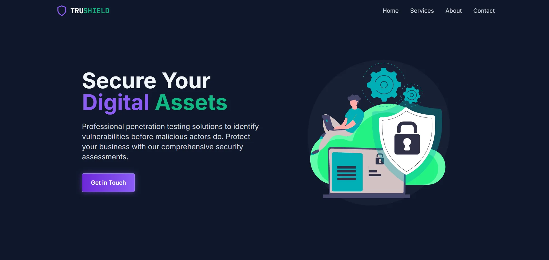 TruShield services page featuring network, API and mobile security assessments